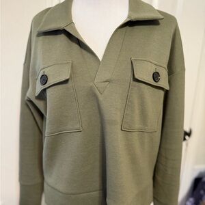 Banana Republic Olive Green Pullover with Button Pockets